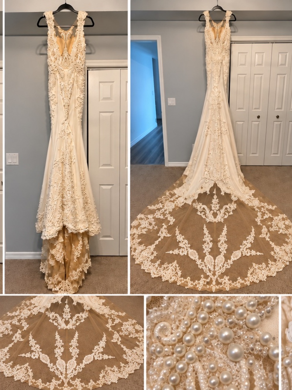Ivory Lace Beaded Bridal Gown - Elegant Home Accents Display